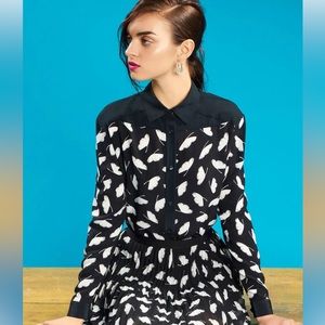 Jason Wu “Miss Wu” Silk Feather Print Shirt, Size 4